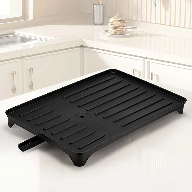 Heavy-Duty Plastic Sink Base with Drain Board - Clog-Resistant Drain System & Dish Drying Rack, Under-Sink Storage Organizer