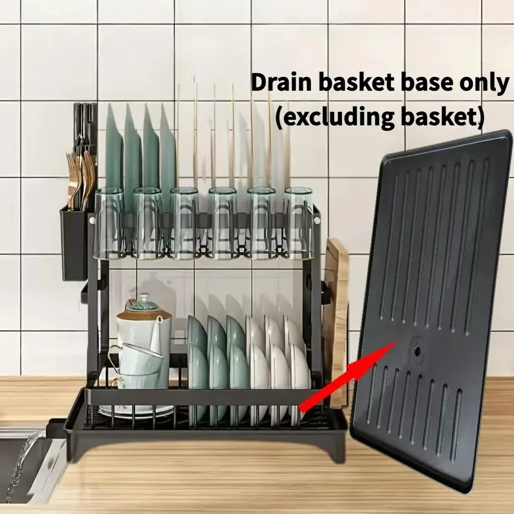 Heavy-Duty Plastic Sink Base with Drain Board - Clog-Resistant Drain System & Dish Drying Rack, Under-Sink Storage Organizer